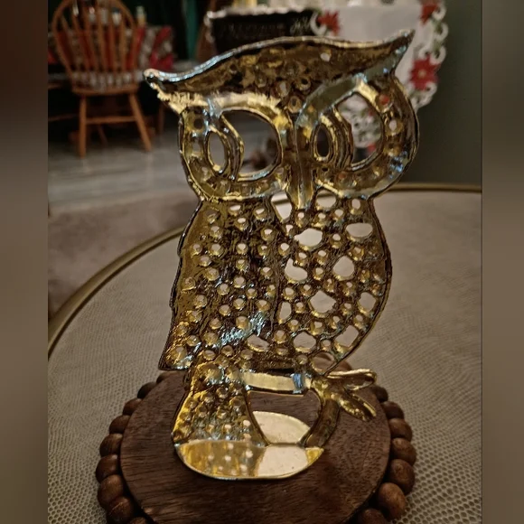 Vintage 1970s Torino Gold Owl Jewelry Earring Stand, Approximately 4.5" High - Picture 3 of 5